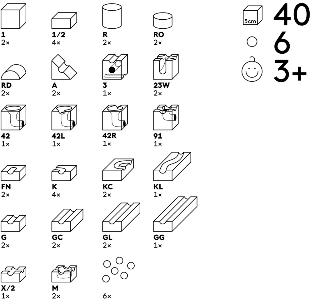 Circuit pour Billes 12 elements 201 CUBORO JUNIOR